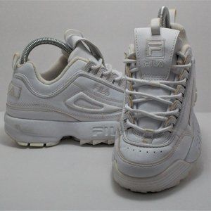 FILA Disruptor II Triple White Kids Sneakers Size 4